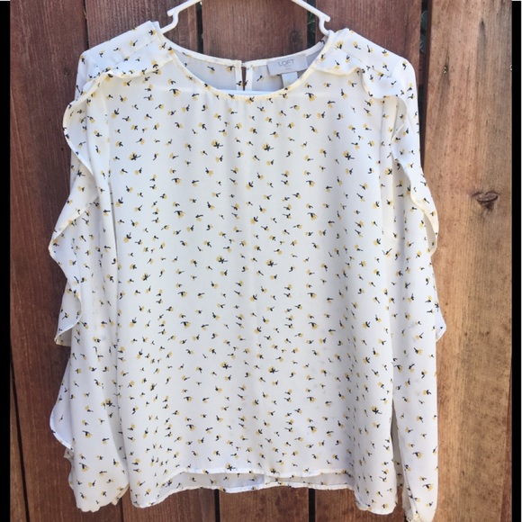 LOFT Tops - Loft White Floral Blouse